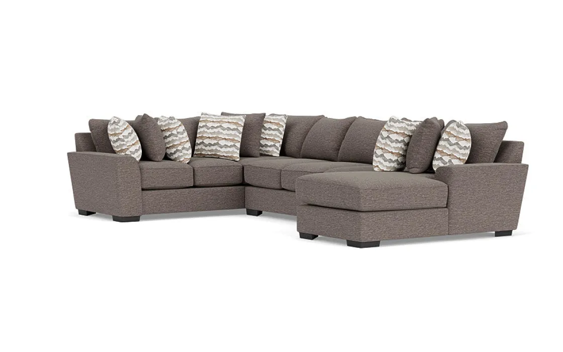Mor Furniture Oracle Tux Sofa Chaise Sectional In Envy Ebony, Left Facing, Down