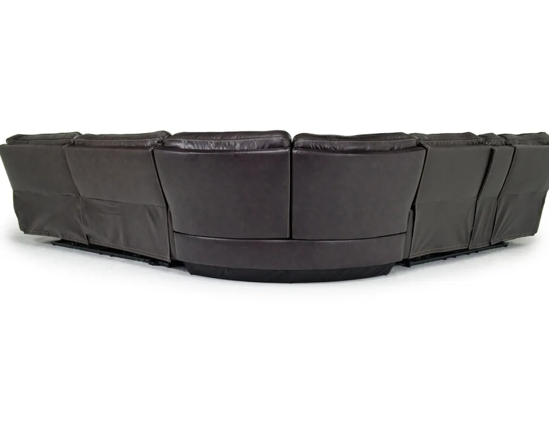 Mor Furniture Oslo 3 Piece 3 Power Sectional In Dark Brown Leather