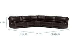 Mor Furniture Oslo 3 Piece 3 Power Sectional In Dark Brown Leather