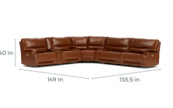 Mor Furniture Oslo 3 Piece 3 Power Sectional In Dark Brown Leather