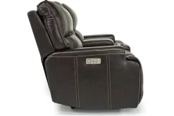 Mor Furniture Oslo 3 Power Console Loveseat In Dark Brown Leather