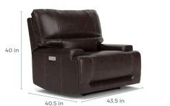 Mor Furniture Oslo 3 Power Recliner In Brown Leather