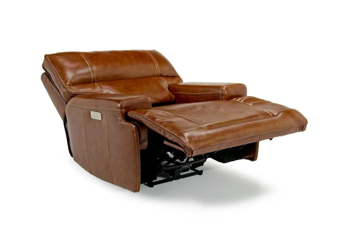 Mor Furniture Oslo 3 Power Recliner In Brown Leather