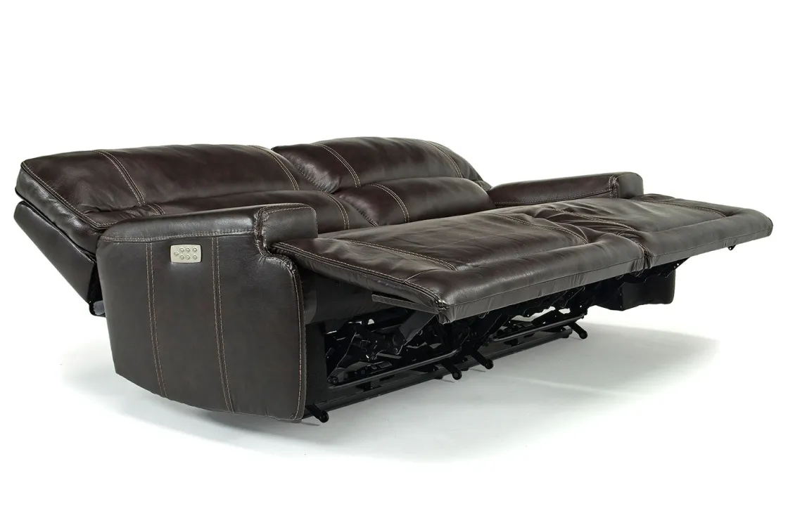Mor Furniture Oslo 3 Power Sofa In Brown Leather