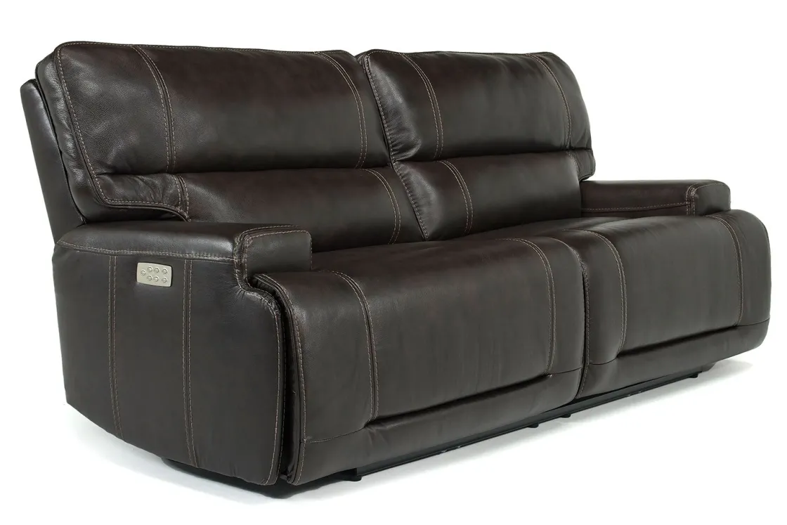 Mor Furniture Oslo 3 Power Sofa In Brown Leather