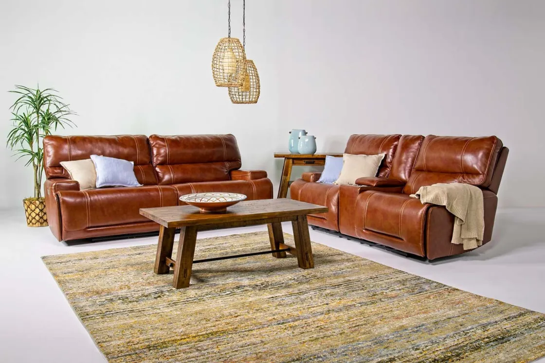 Mor Furniture Oslo 3 Power Sofa In Brown Leather