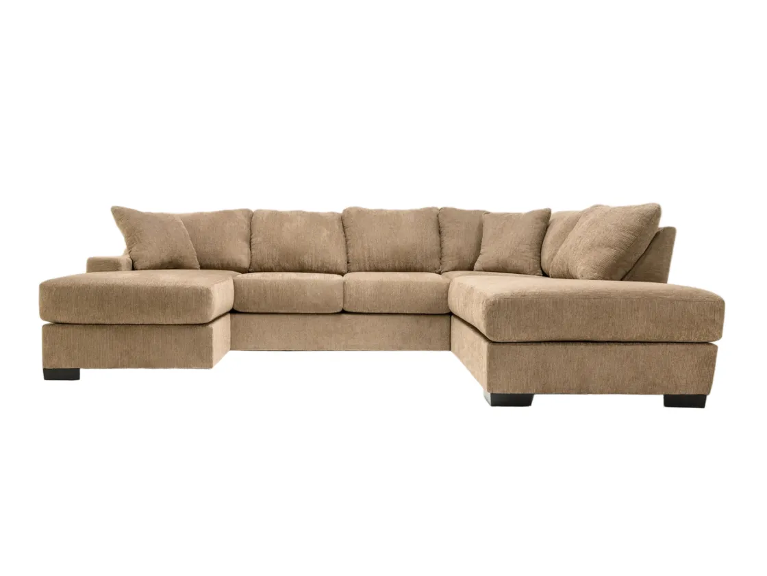 Mor Furniture Paige Dual Chaise Sectional In Sherry Bark, Left Facing