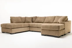 Mor Furniture Paige Dual Chaise Sectional In Sherry Bark, Left Facing