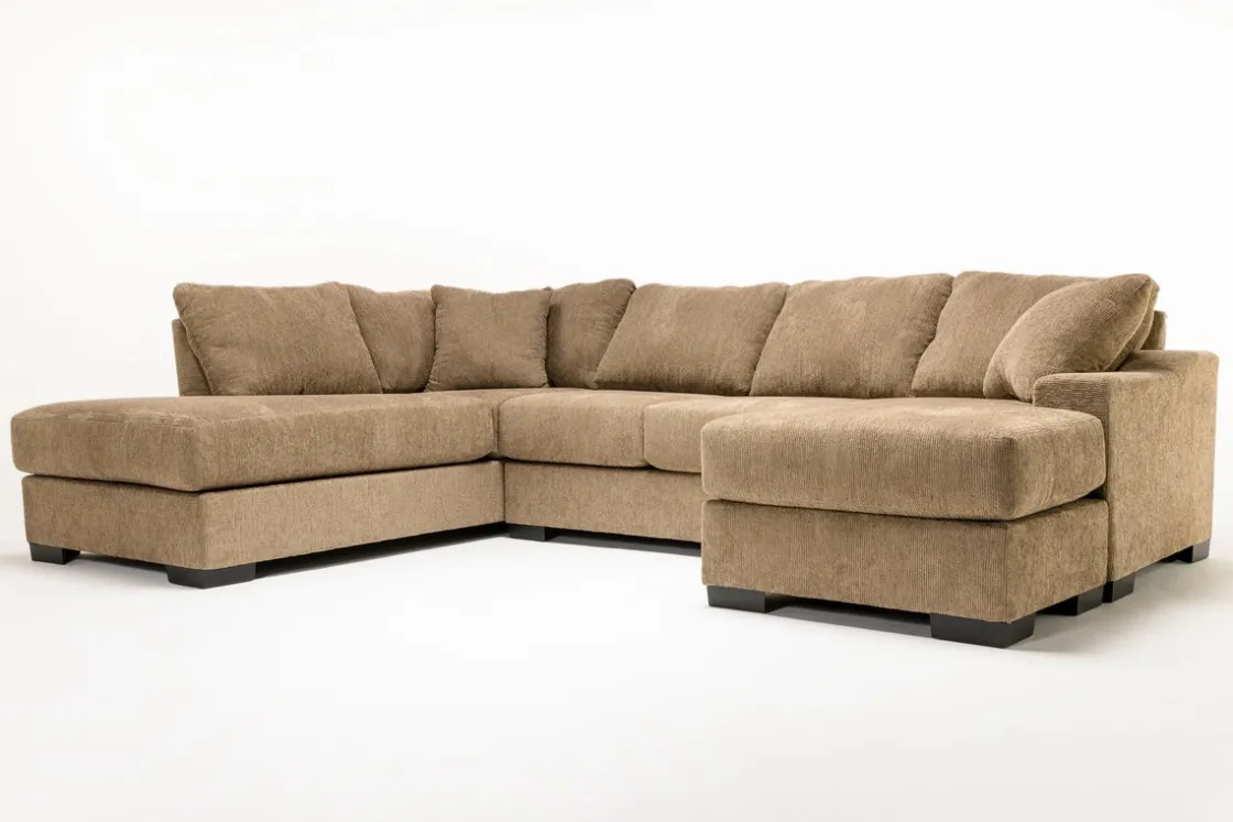 Mor Furniture Paige Dual Chaise Sectional In Sherry Bark, Left Facing