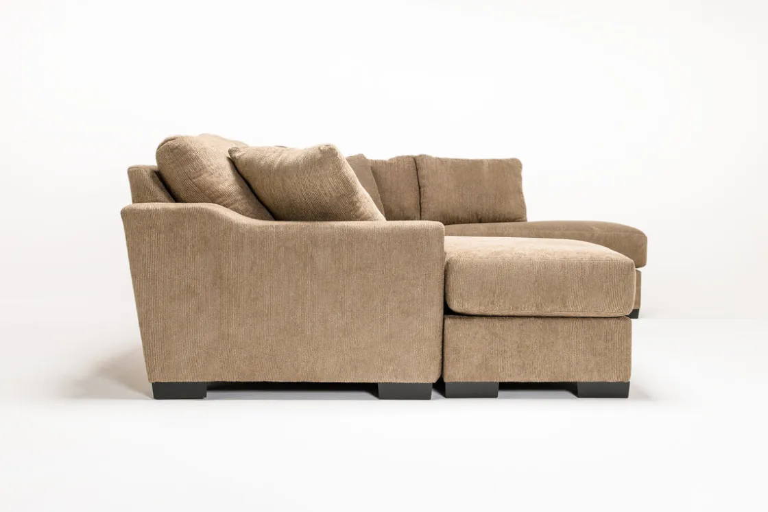 Mor Furniture Paige Dual Chaise Sectional In Sherry Bark, Left Facing