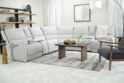 Mor Furniture Palencia 7 Piece 3 Power Sectional In Trento Charcoal
