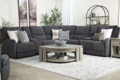Mor Furniture Palencia 7 Piece 3 Power Sectional In Trento Charcoal