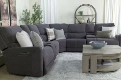 Mor Furniture Palencia 7 Piece 3 Power Sectional In Trento Charcoal
