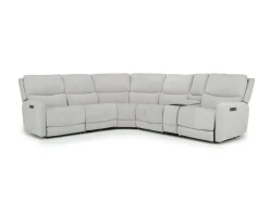Mor Furniture Palencia 6 Piece 3 Power Sectional In Trento Dove