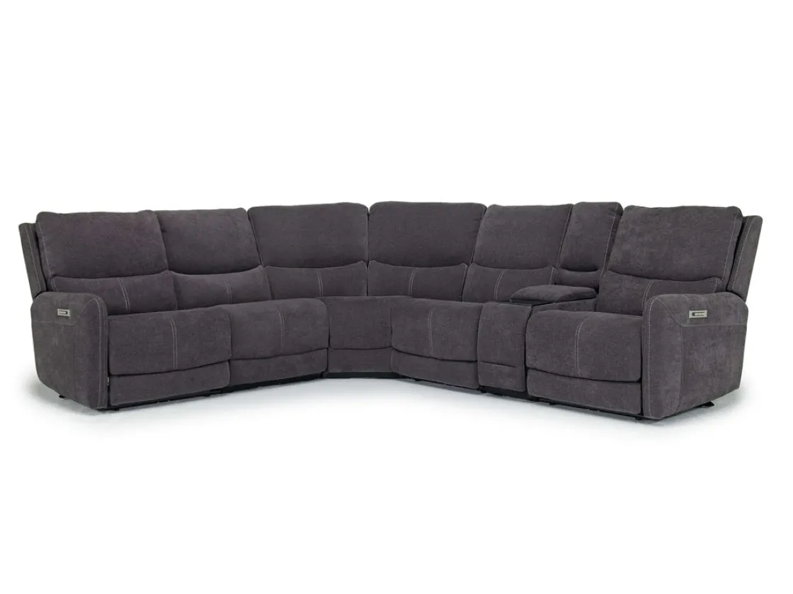 Mor Furniture Palencia 6 Piece 3 Power Sectional In Trento Dove