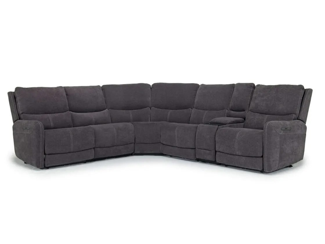 Mor Furniture Palencia 6 Piece 3 Power Sectional In Trento Dove