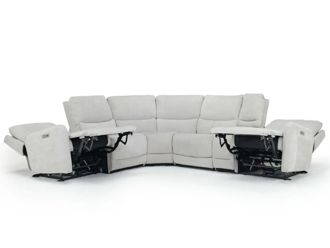 Mor Furniture Palencia 6 Piece 3 Power Sectional In Trento Dove