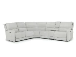 Mor Furniture Palencia 6 Piece 3 Power Sectional W/ 3 Power Armless Recliner In Trento Dove