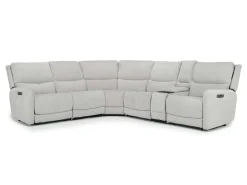 Mor Furniture Palencia 6 Piece 3 Power Sectional W/ 3 Power Armless Recliner In Trento Dove