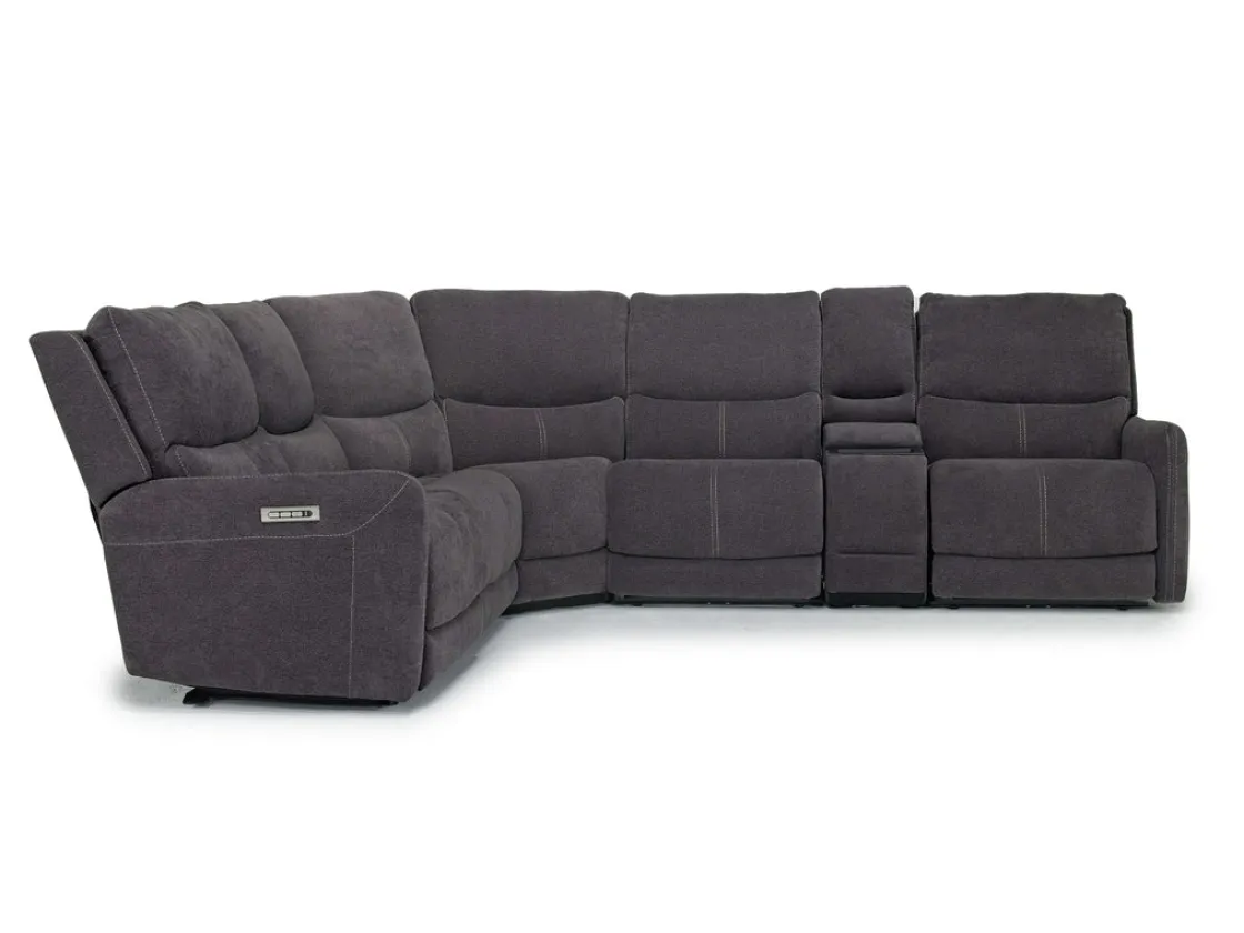Mor Furniture Palencia 6 Piece 3 Power Sectional W/ 3 Power Armless Recliner In Trento Dove