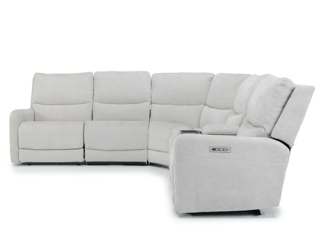 Mor Furniture Palencia 6 Piece 3 Power Sectional W/ 3 Power Armless Recliner In Trento Dove
