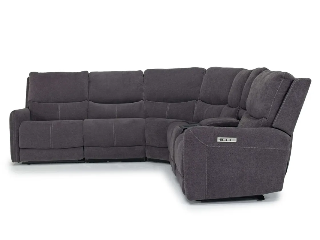Mor Furniture Palencia 6 Piece 3 Power Sectional W/ 3 Power Armless Recliner In Trento Dove