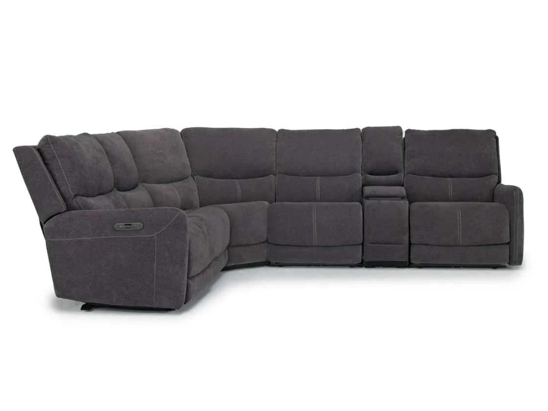 Mor Furniture Palencia 6 Piece 3 Power Sectional W/ 3 Power Armless Recliner In Trento Dove