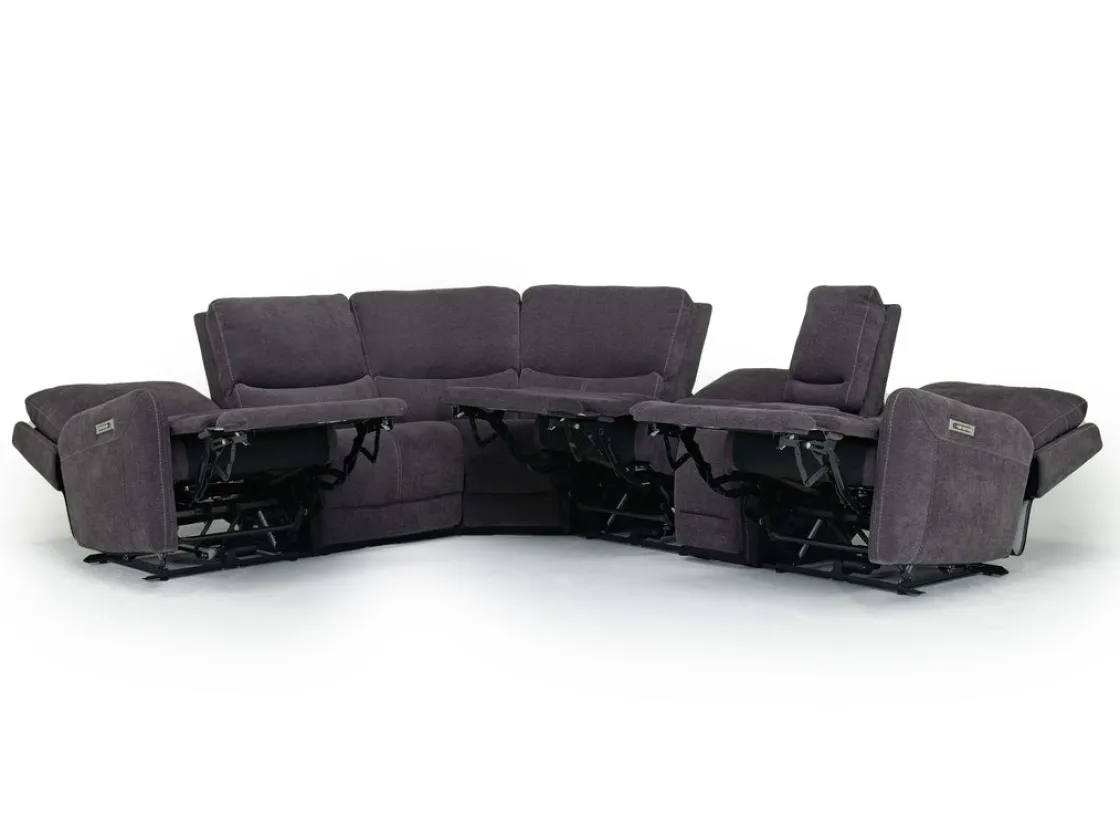 Mor Furniture Palencia 6 Piece 3 Power Sectional W/ 3 Power Armless Recliner In Trento Dove