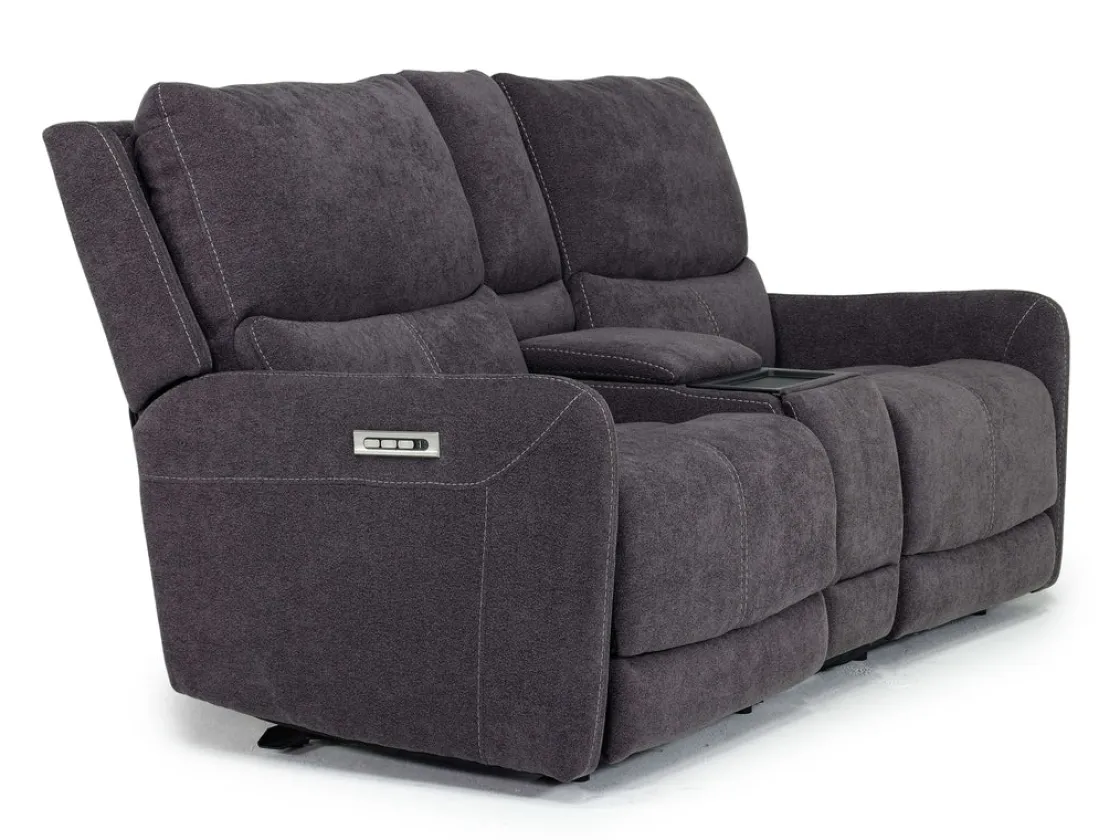 Mor Furniture Palencia 3 Power Console Loveseat In Trento Charcoal