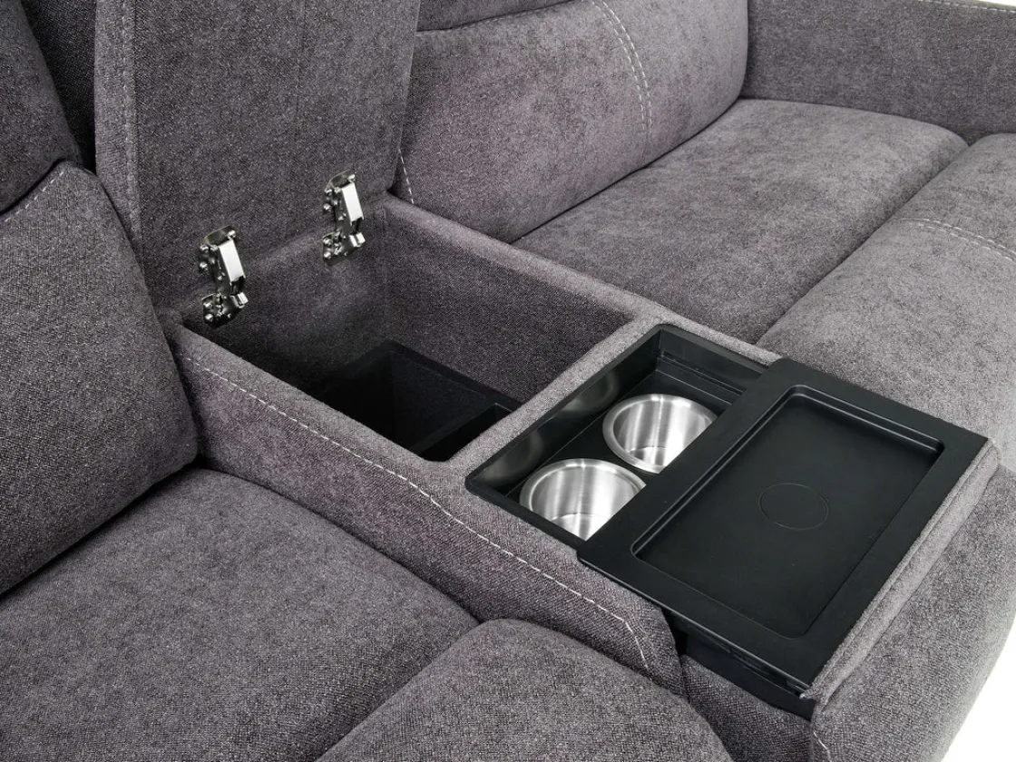 Mor Furniture Palencia 3 Power Console Loveseat In Trento Charcoal