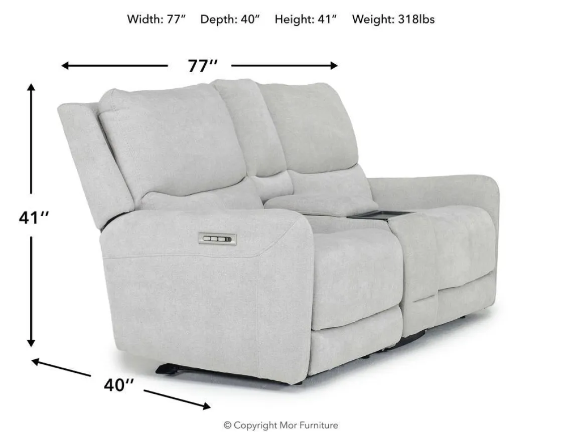 Mor Furniture Palencia 3 Power Console Loveseat In Trento Charcoal