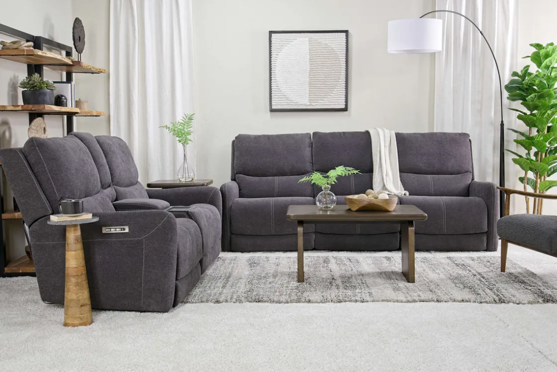 Mor Furniture Palencia 3 Power Sofa In Trento Charcoal