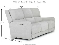Mor Furniture Palencia 3 Power Sofa In Trento Charcoal