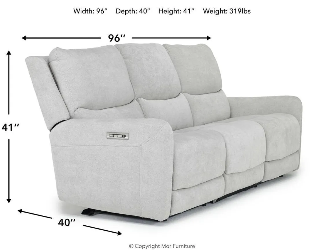 Mor Furniture Palencia 3 Power Sofa In Trento Charcoal