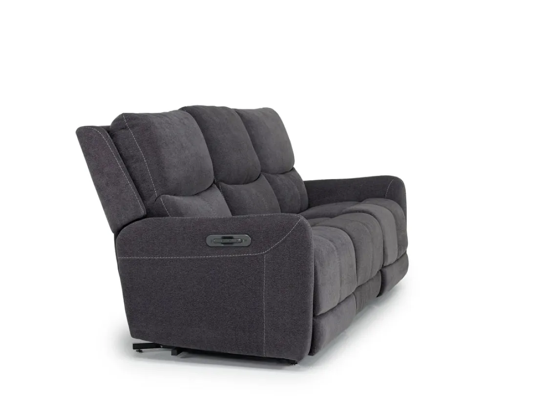 Mor Furniture Palencia 3 Power Sofa In Trento Charcoal