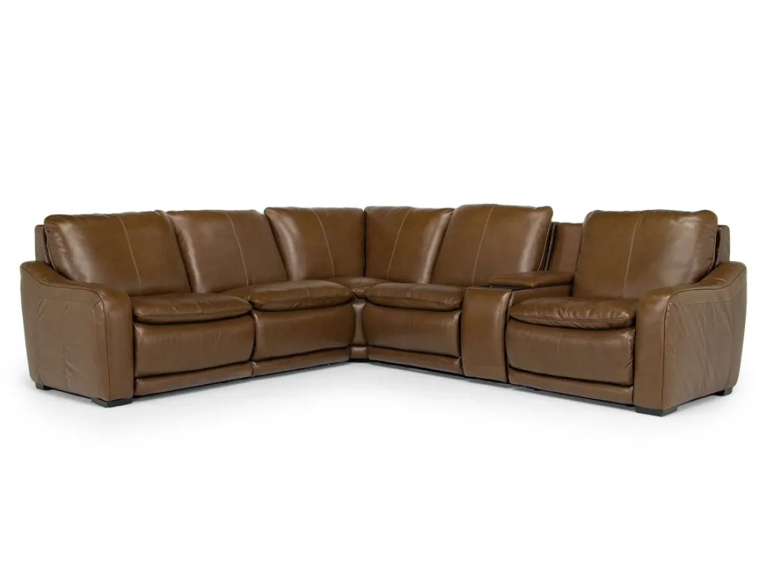 Mor Furniture Paradise 6 Piece 2 Power Sectional In Chestnut Leather