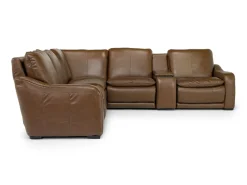 Mor Furniture Paradise 6 Piece 2 Power Sectional In Chestnut Leather