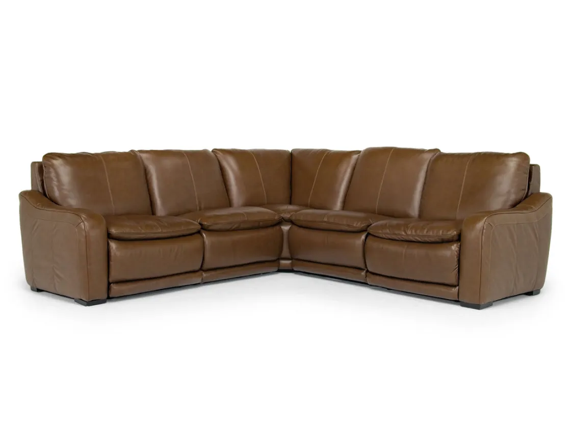 Mor Furniture Paradise 5 Piece 2 Power Sectional In Chestnut Leather