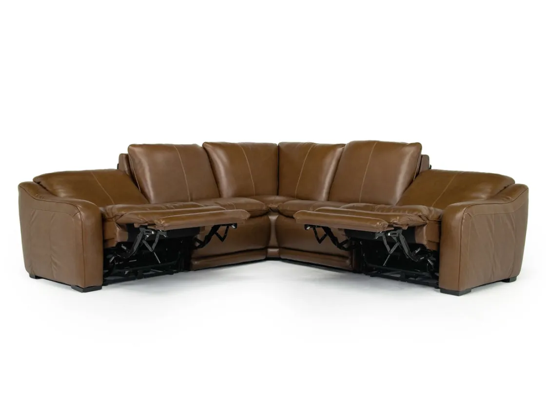 Mor Furniture Paradise 5 Piece 2 Power Sectional In Chestnut Leather