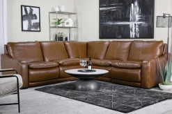 Mor Furniture Paradise 5 Piece 2 Power Sectional In Chestnut Leather