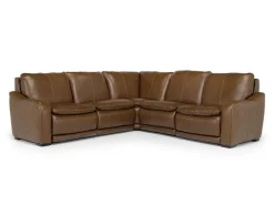 Mor Furniture Paradise 5 Piece 2 Power Sectional W/ 2 Power Armless Recliner In Chestnut Leather