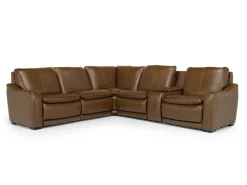 Mor Furniture Paradise 6 Piece 2 Power Sectional W/ 2 Power Armless Recliner In Chestnut Leather