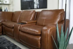 Mor Furniture Paradise 6 Piece 2 Power Sectional W/ 2 Power Armless Recliner In Chestnut Leather