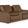 Mor Furniture Paradise 2 Power Console Loveseat In Chestnut Leather