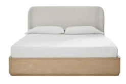 Mor Furniture Penny Upholstered Platform Bed In Buff Cream, Full