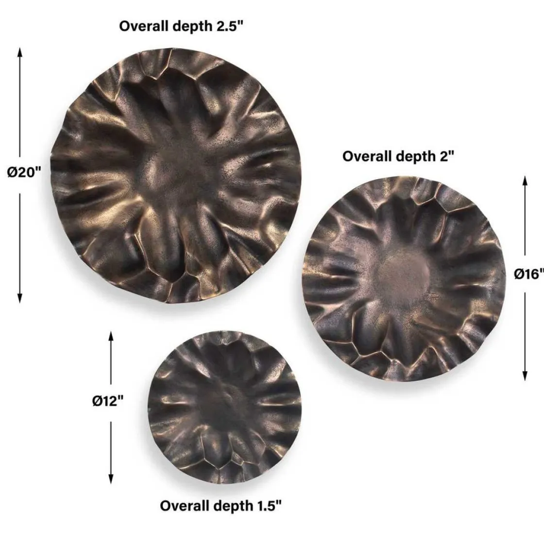 Mor Furniture Peonia Wall Art In Bronze, Set Of 3