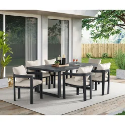 Mor Furniture Playa Outdoor Dining Table & 6 Chairs In Dark Gray