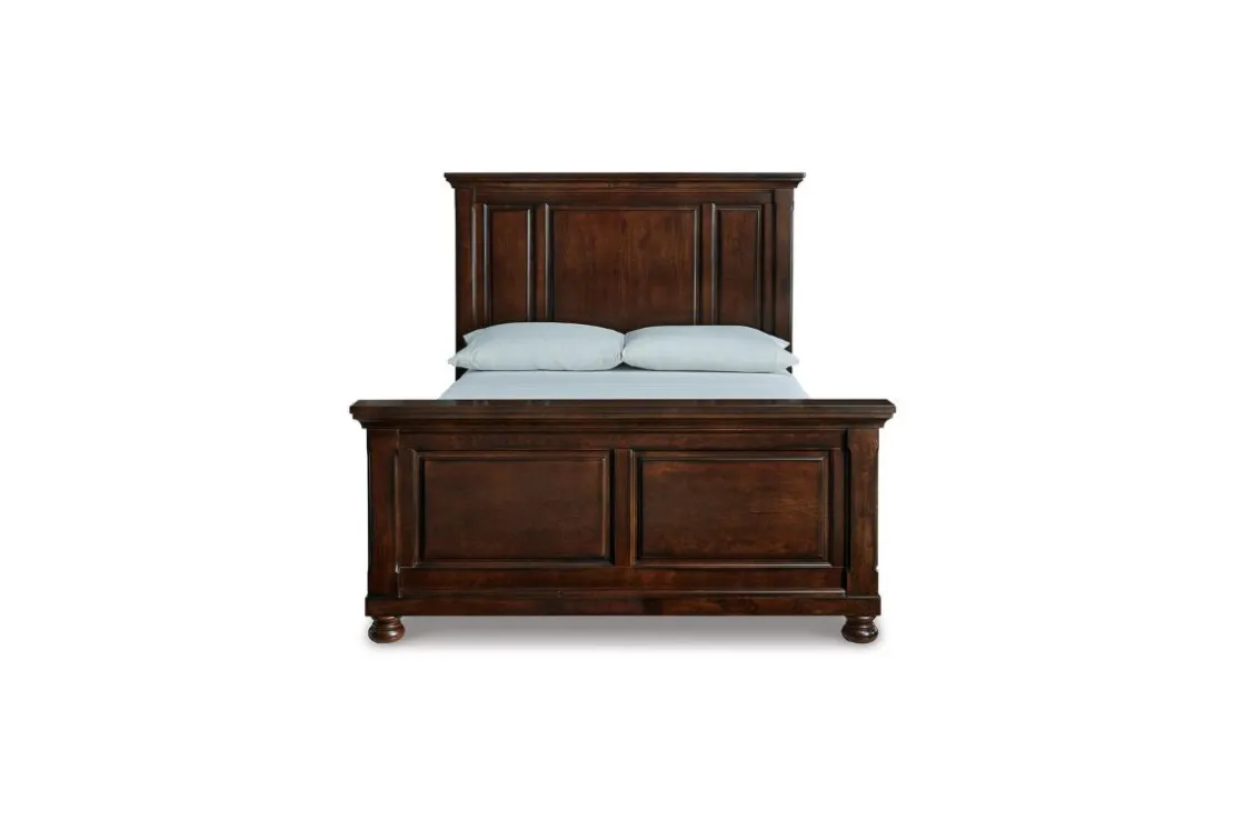 Mor Furniture Porter Panel Bed, Dresser, Mirror & Nightstand In Rustic Brown, Queen