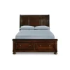 Mor Furniture Porter Sleigh Bed W/ Storage In Rustic Brown, Queen