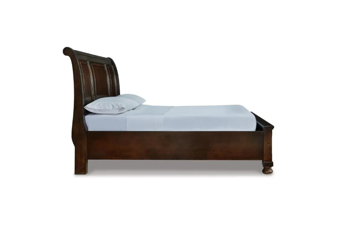 Mor Furniture Porter Sleigh Bed W/ Storage In Rustic Brown, Queen